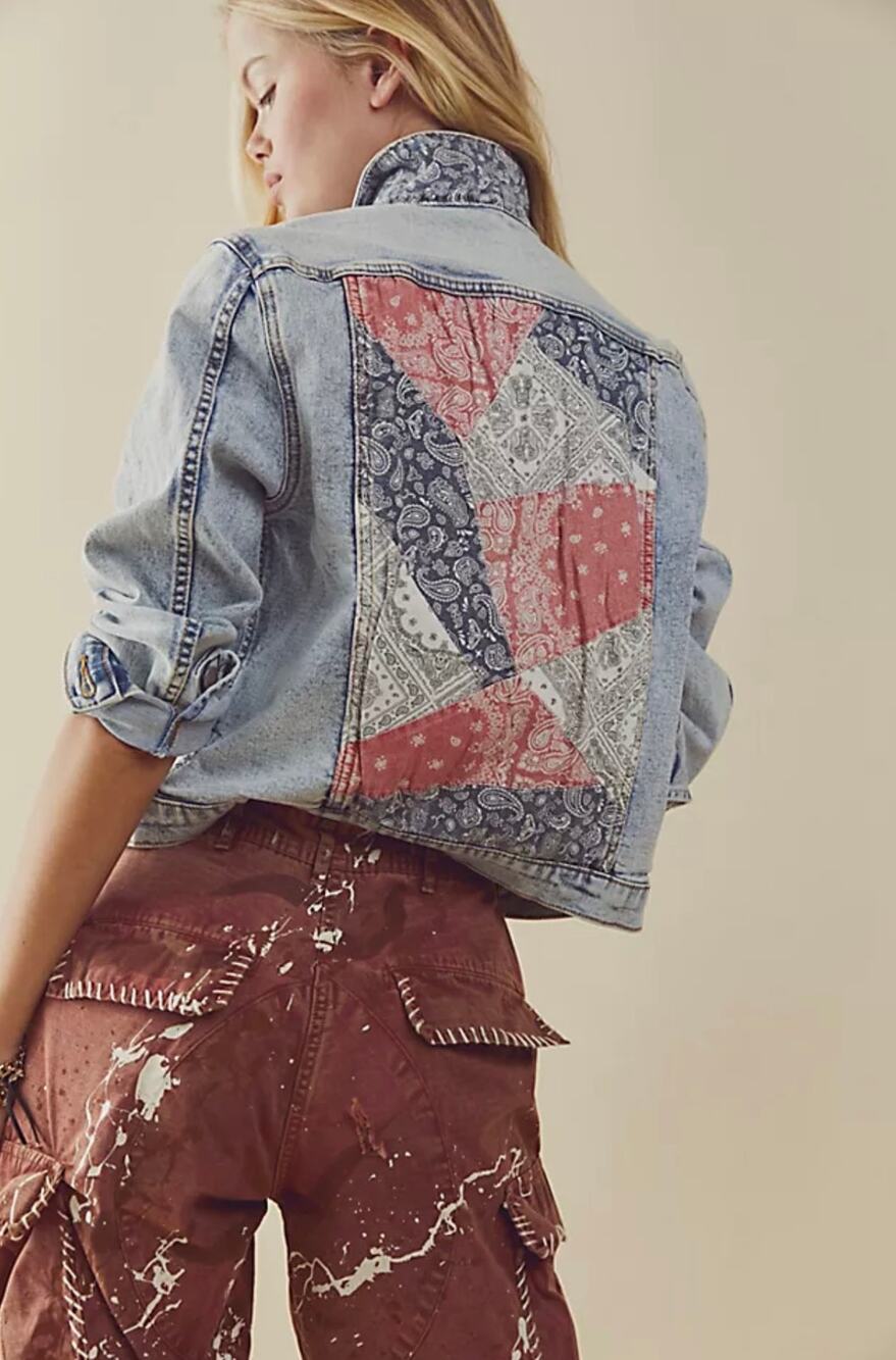 Driftwood x Free People Bandana Trucker Jean Jacket Size Small